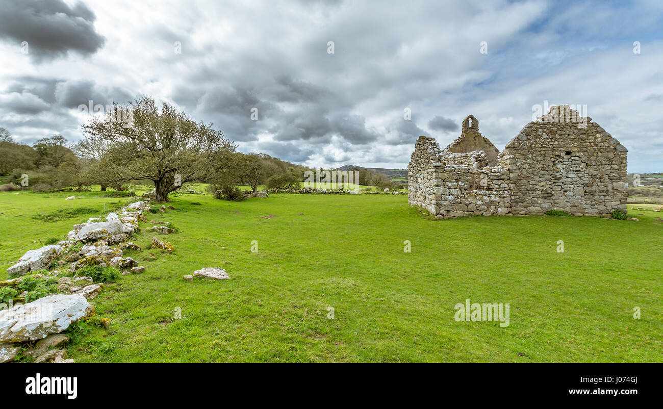 View of the Hen Chapel Lligwy on Anglesey Stock Photo