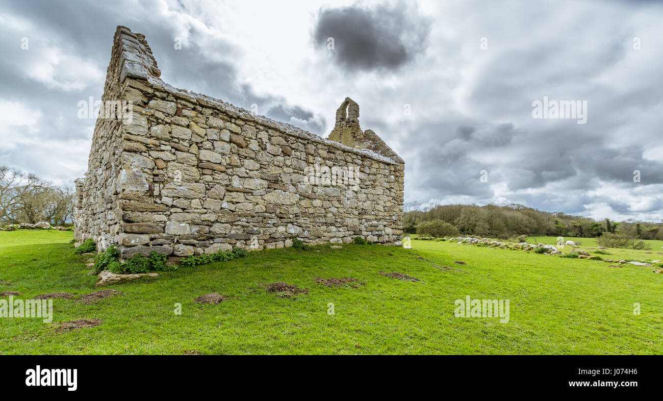 View of the Hen Chapel Lligwy on Anglesey Stock Photo