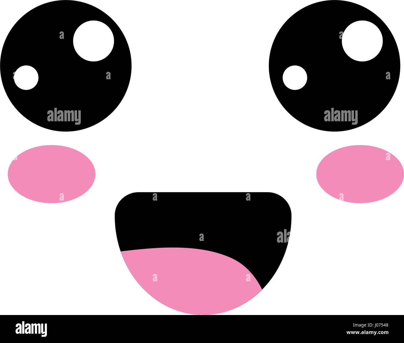 Kawaii Cute Happy Face With Mouth And Cheeks Stock Vector Image Art Alamy