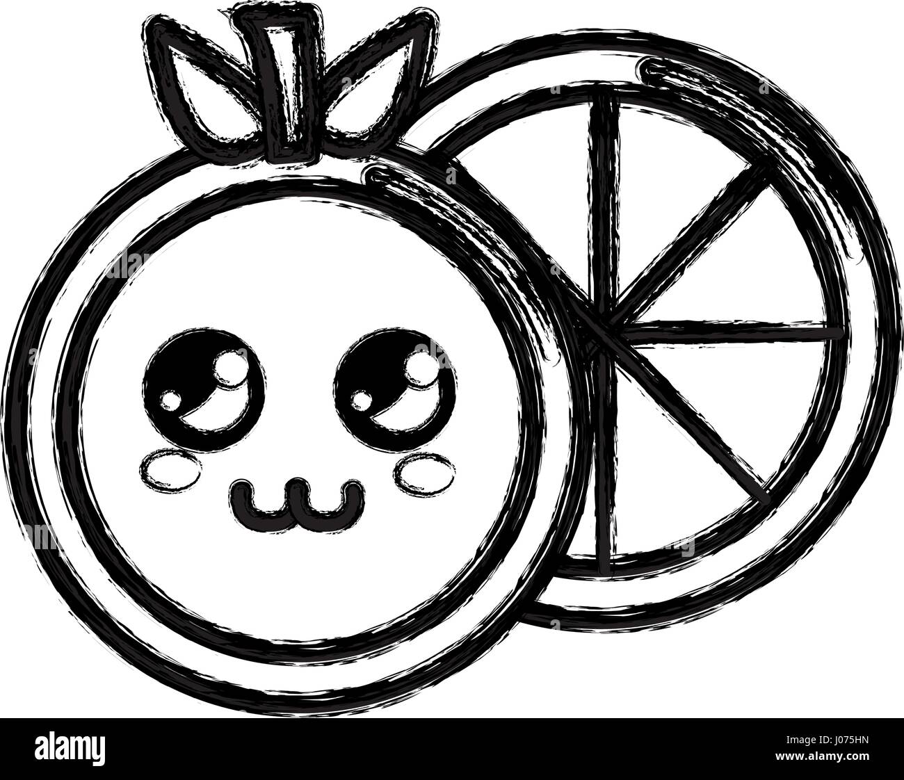 contour kawaii cute thinking orange fruit Stock Vector Image & Art - Alamy