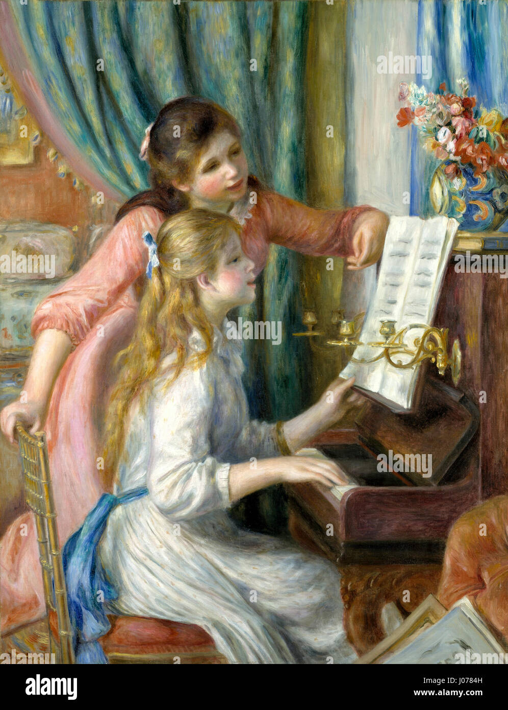 Two Young Girls at The Piano by Auguste Renoir Stock Photo