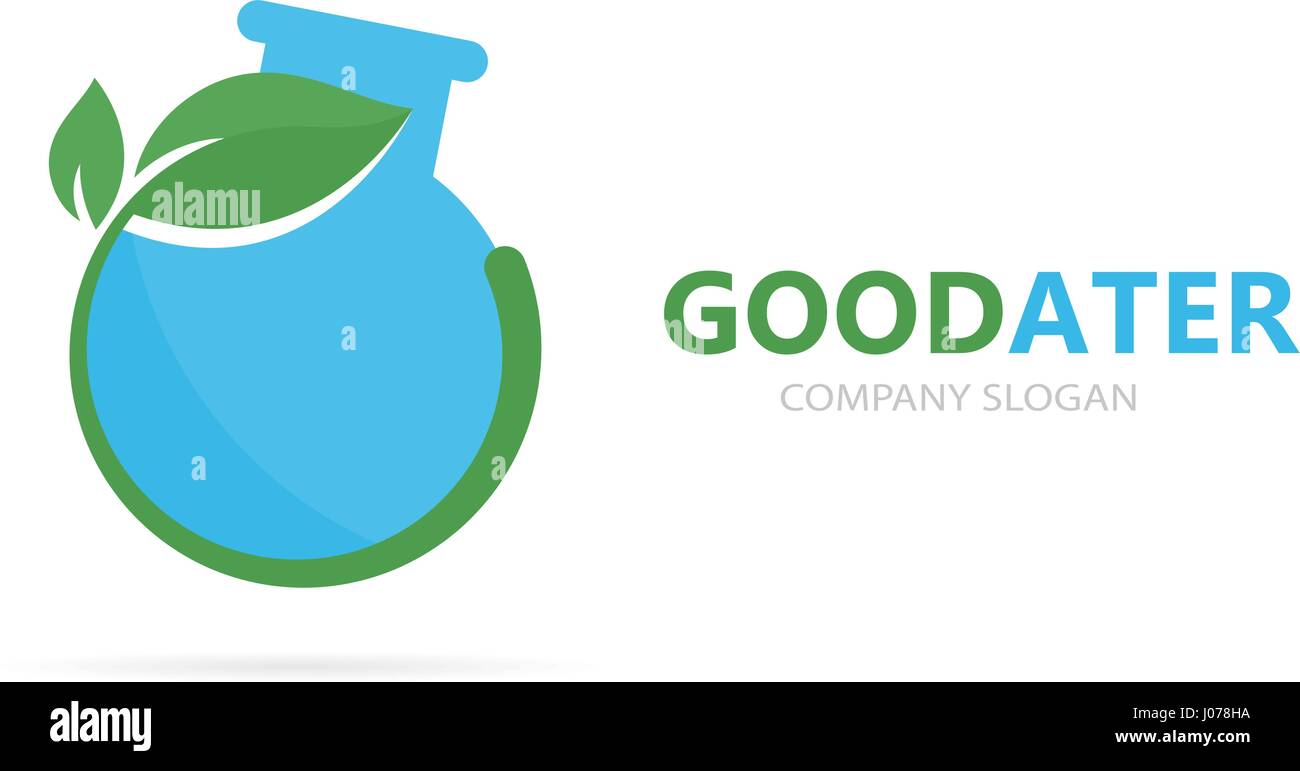 Vector of a flask and leaf logo combination. Laboratory and eco symbol ...