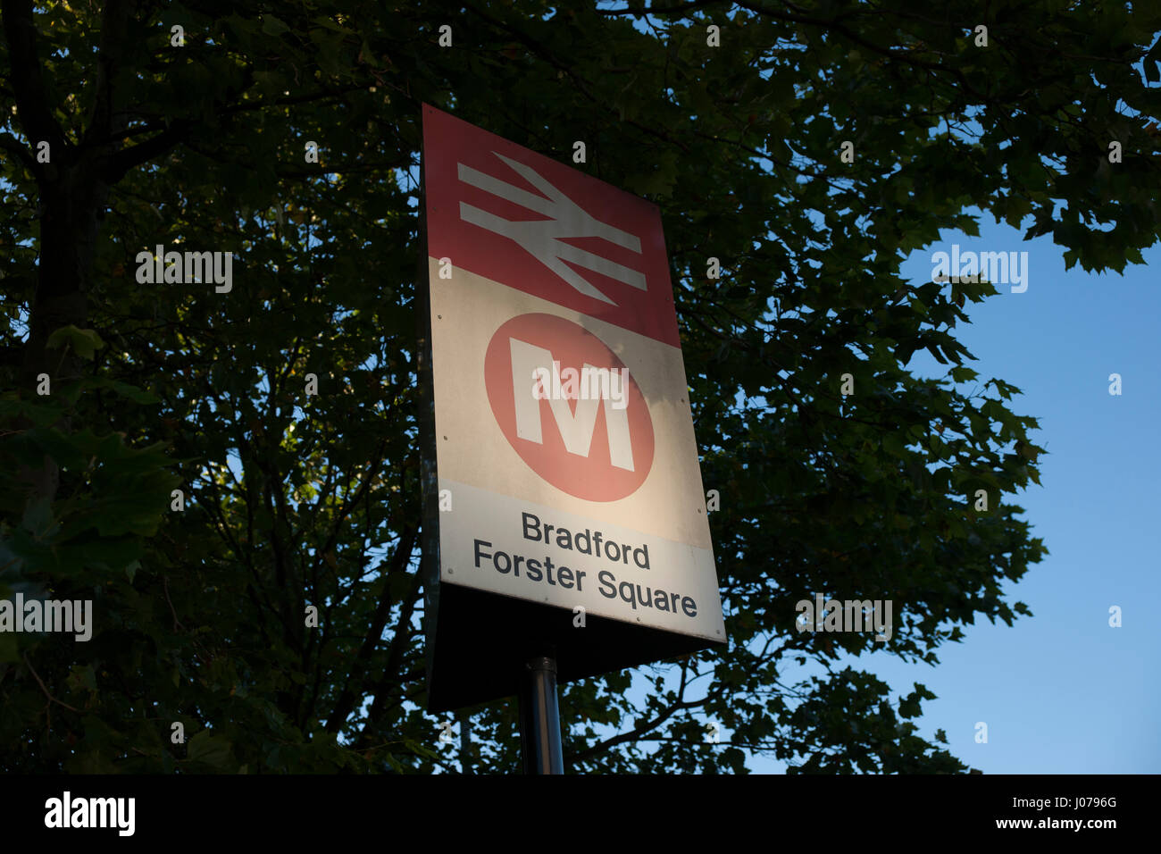 Bradford Forster Square Station Sign Stock Photo