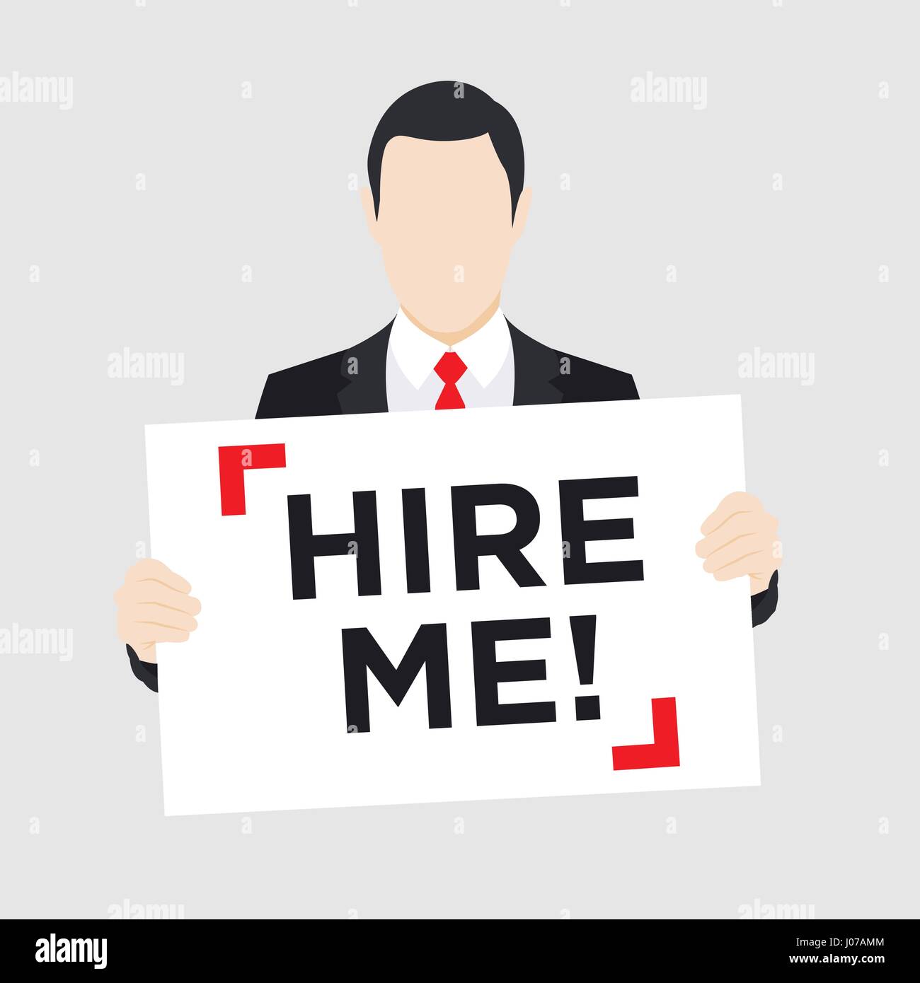 Man in suit holding Hire Me Sign Stock Vector Image & Art - Alamy