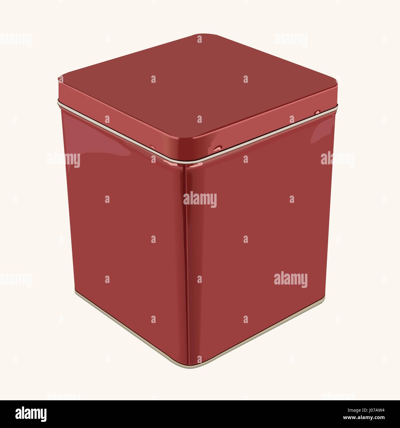 Rectangle Popcorn Box 3D Vector Red Square / Rectangular Stainless Steel Popcorn Tin Box ...