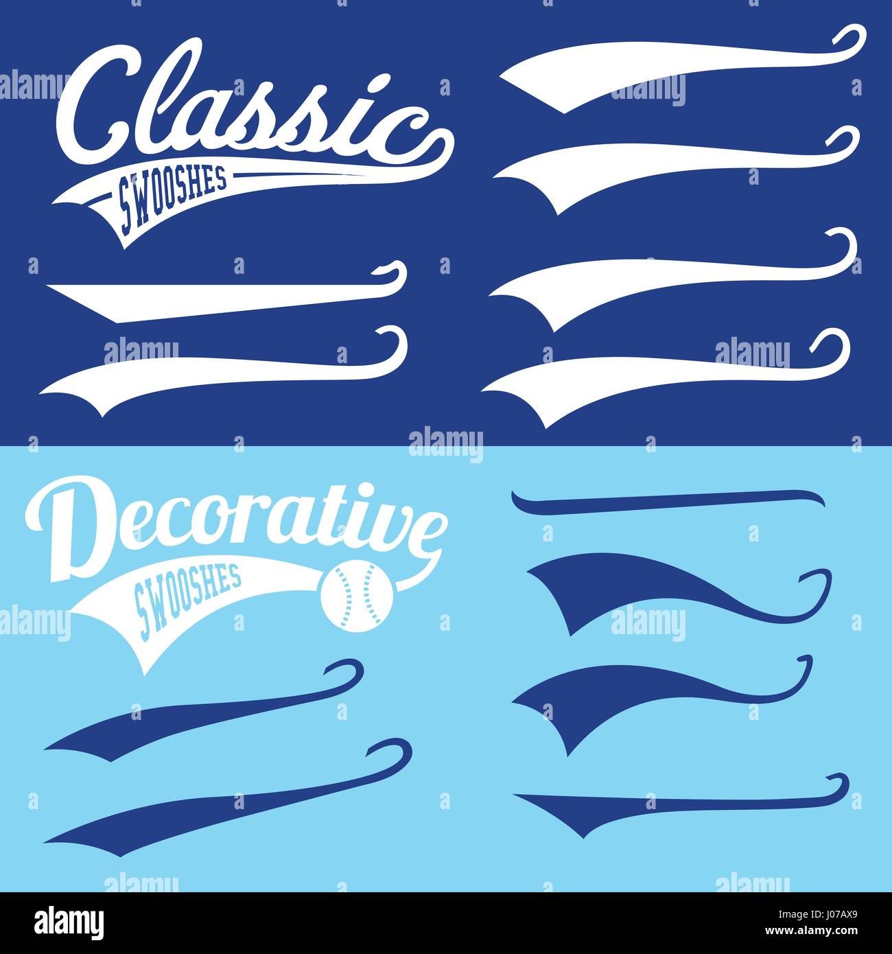 Premium Vector  Text tails calligraphic swoosh retro decorative swish line  and underline curl for baseball sport emblem design vector set