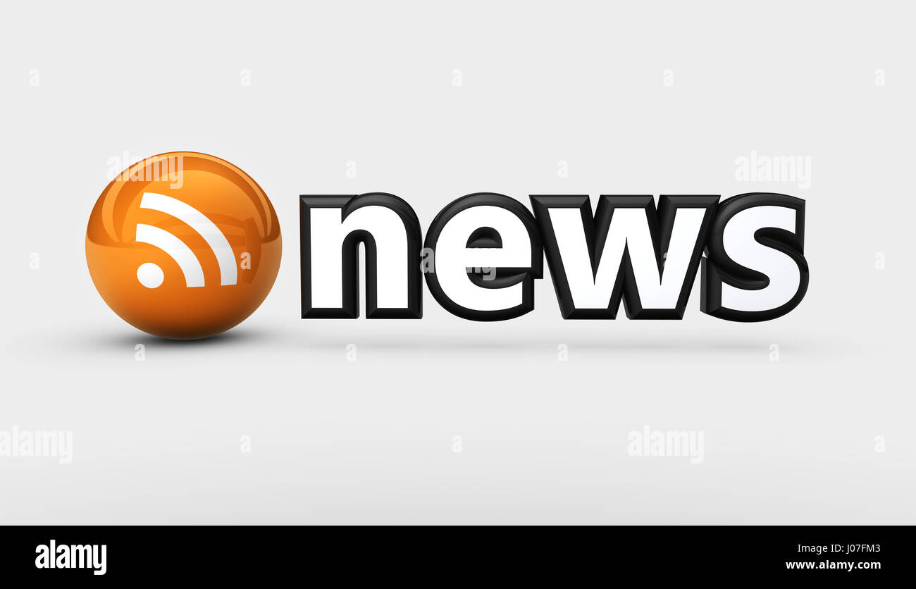 News sign and RSS feed symbol web and online information concept 3D illustration. Stock Photo