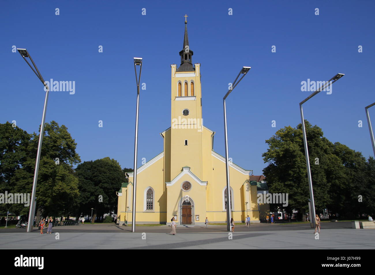 St. John's Church is a large Lutheran parish church, dedicated to Saint John the Evangelist in Tallinn, Estonia. Stock Photo