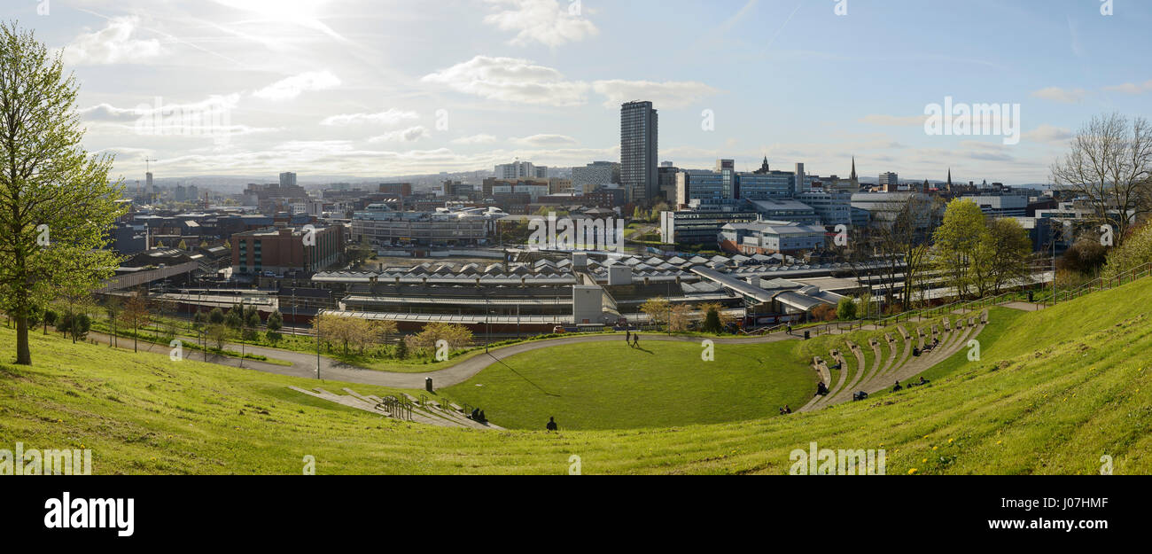 Panoramic view of Sheffield city centre UK Stock Photo