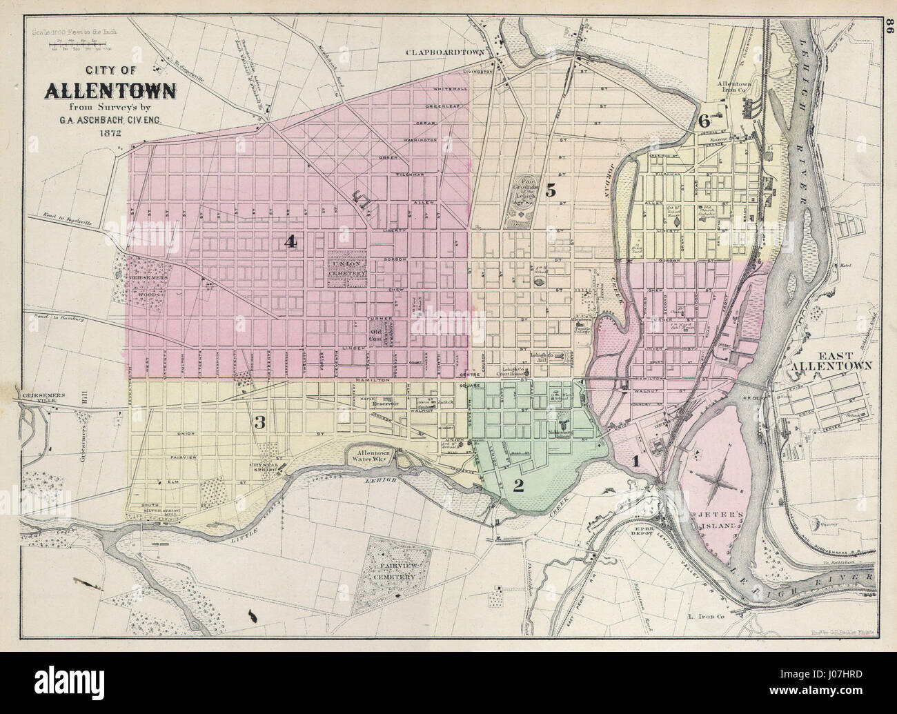 1872 asher 5e adams map of allentown pa geographicus allentown aa