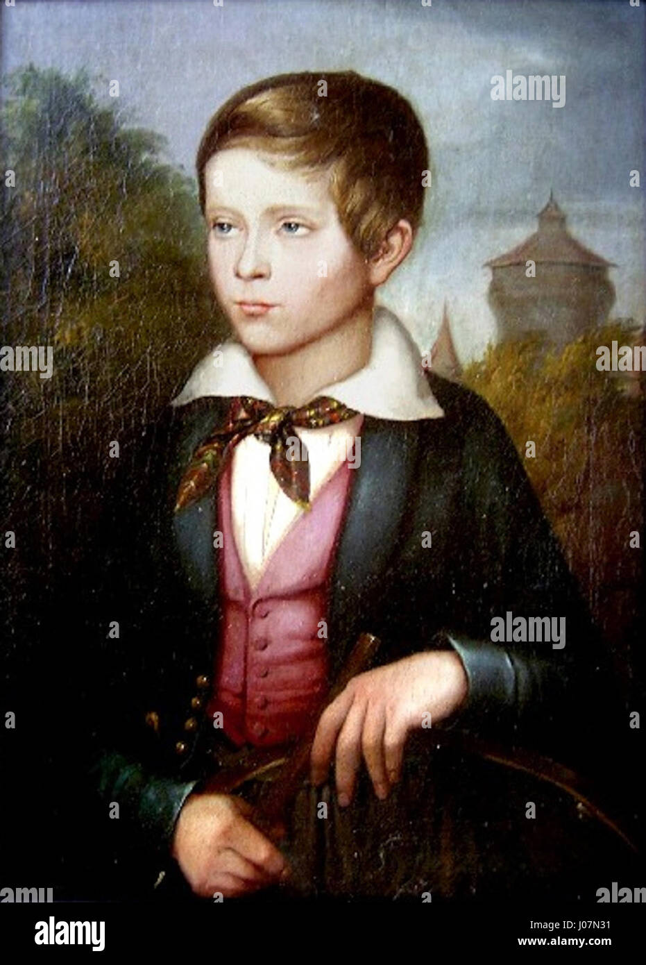 Knabe The painting 'Knabe mit Spielreif' by Hermanstörfer, created around ...