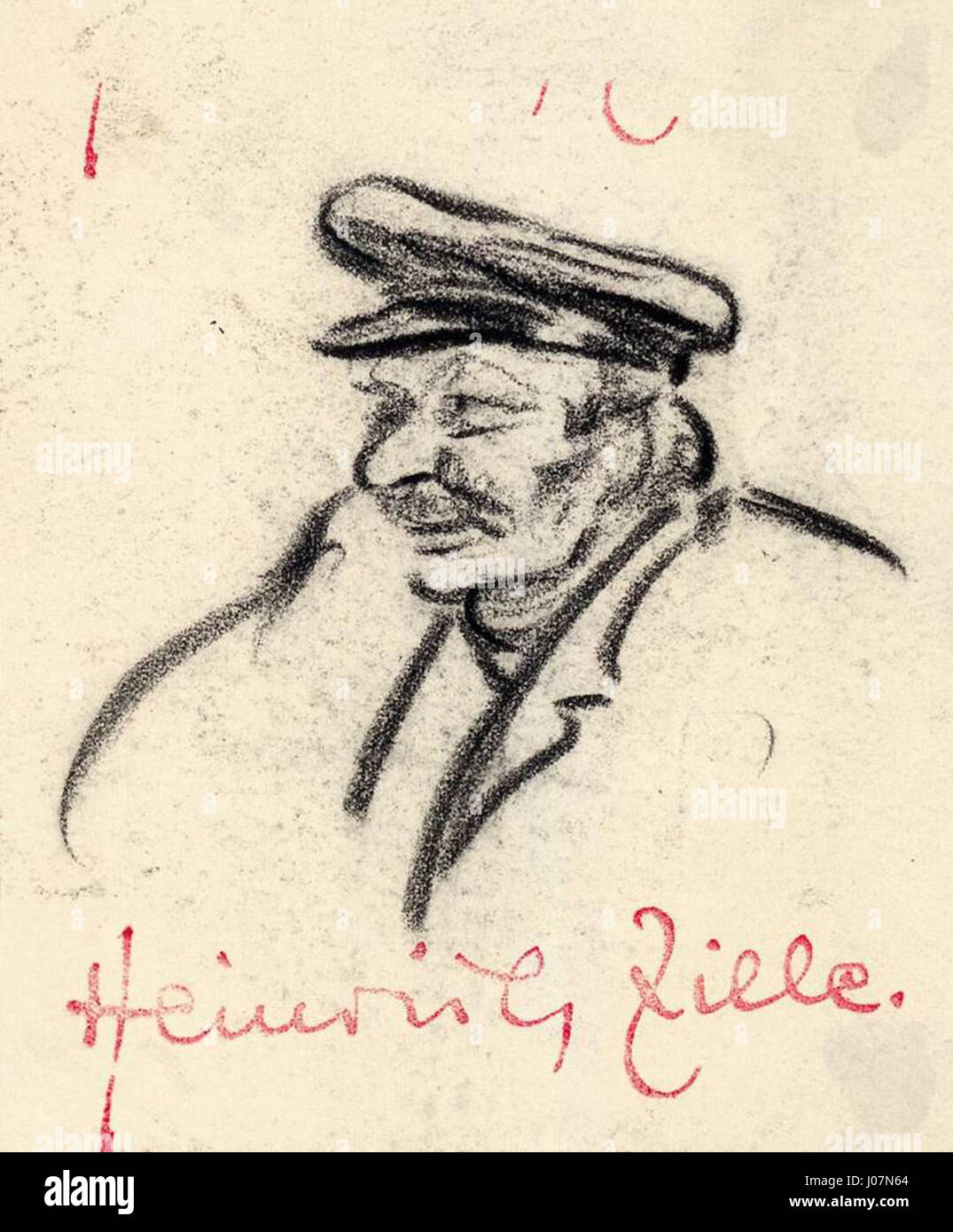 Heinrich Zille Portrait eines Mannes mit Mütze Stock Photo