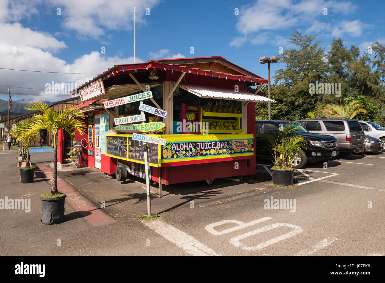 Fresh fruit stand, Hanalei, Kauai, Hawaii, USA Stock Photo
