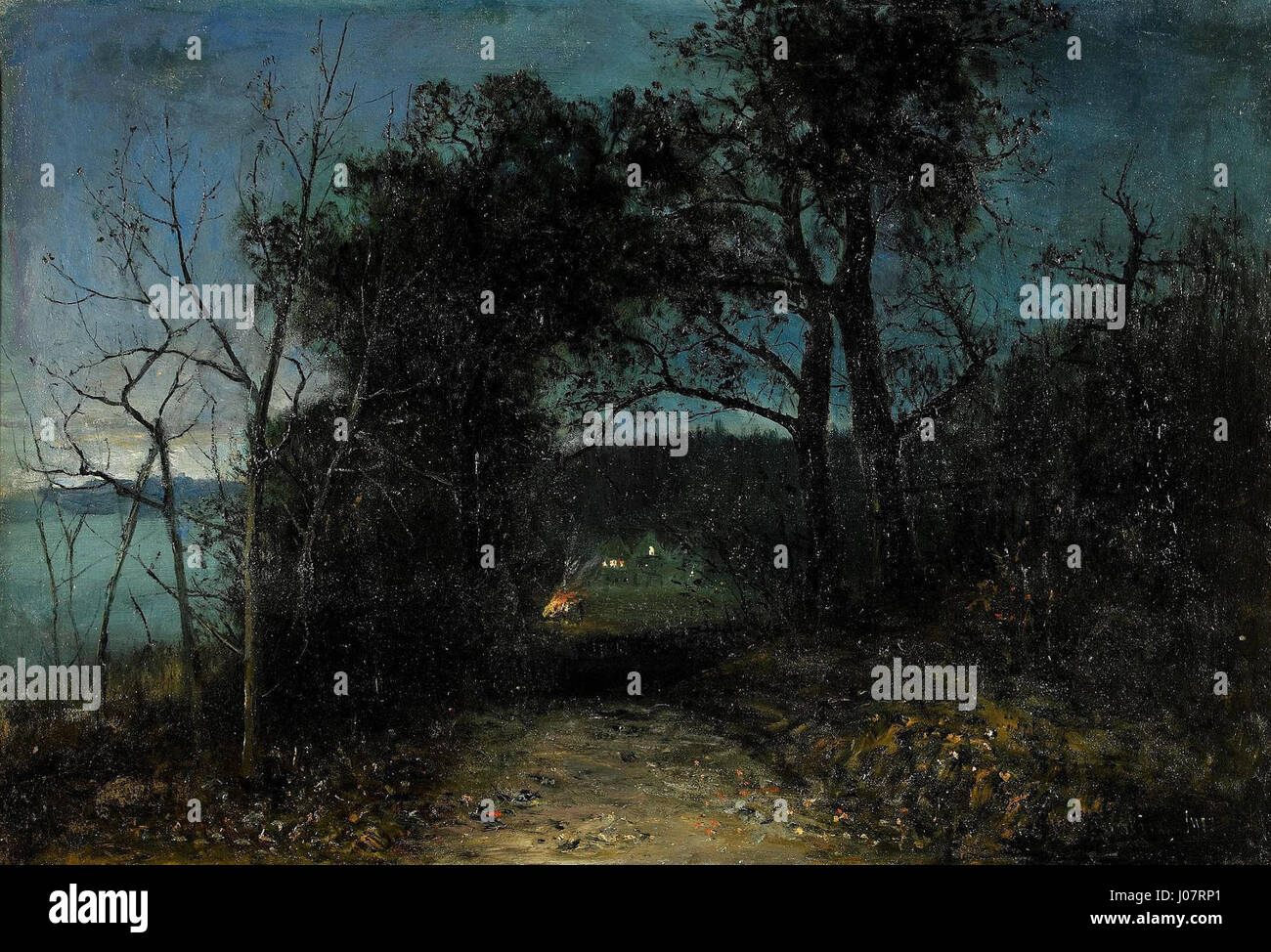 A painting by Olof Hermelin titled 'Skymning Vid Långängen,' depicting ...