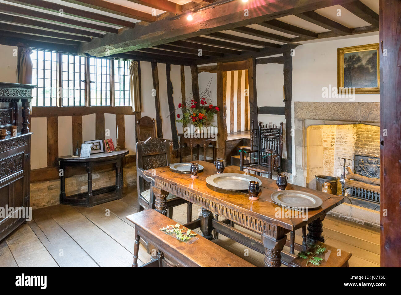Hall's Croft. Interior of the house owned by William Shakespeare's daughter, Susanna Hal and her husband Dr John Hall, Stratford-upon-Avon, England, UK Stock Photo