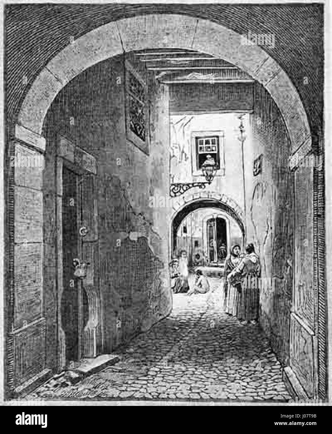 Roque Gameiro Lisboa Velha N º 92 Beco Dos Cortumes Visto De Fora Stock Photo Alamy