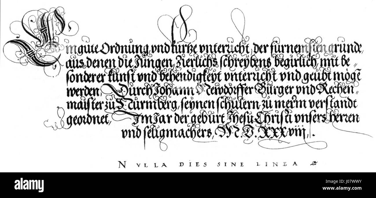 The title page of 'Eine gute Ordnung und kurzer Unterricht' by Neudörffer serves as a guidebook, offering structured instructions and practical knowledge. The work is a historical educational resource from the Renaissance, reflecting Neudörffer’s approach to knowledge dissemination. Stock Photo