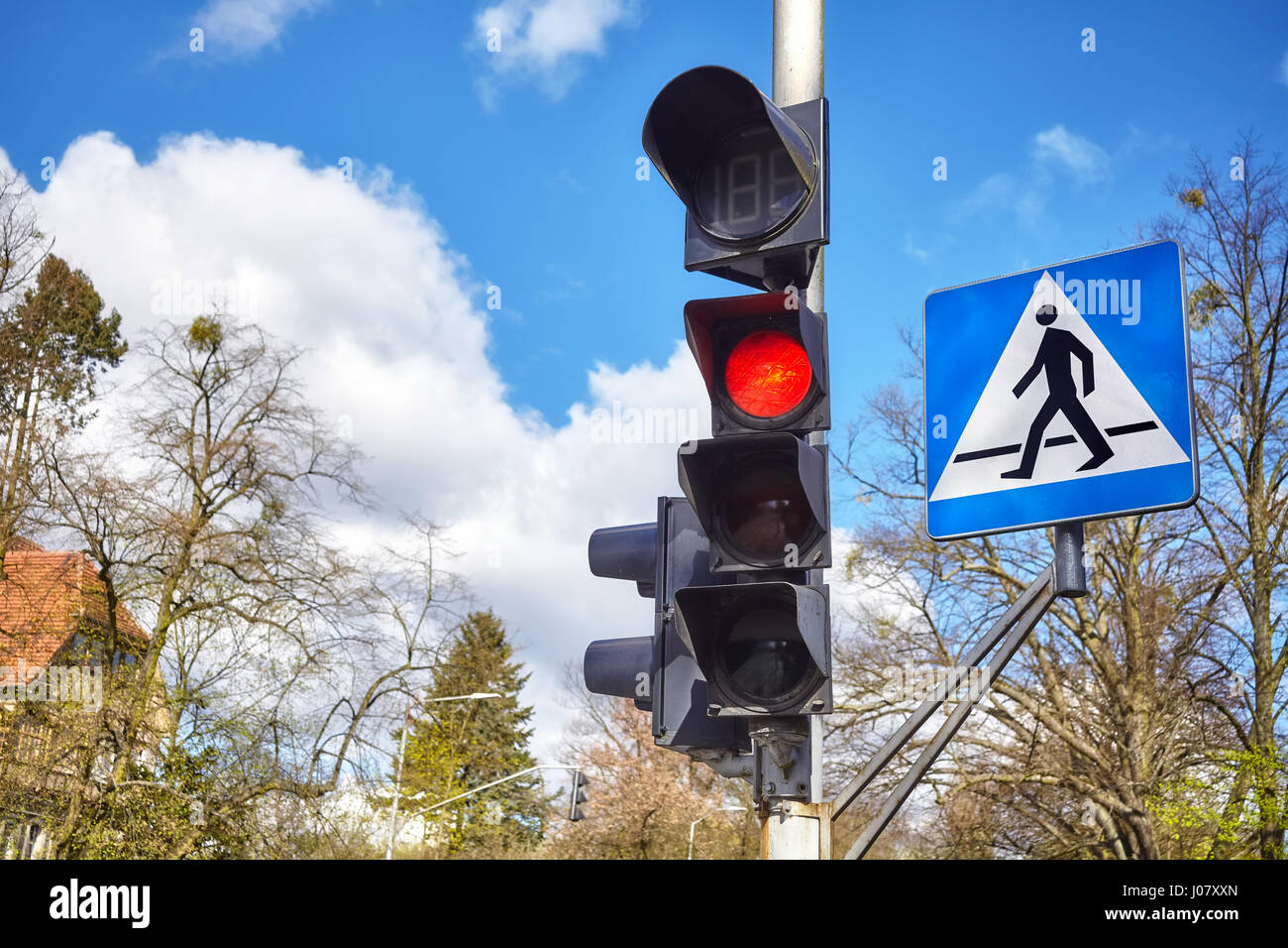 Red light at pedestrian crossing lights hires stock photography and
