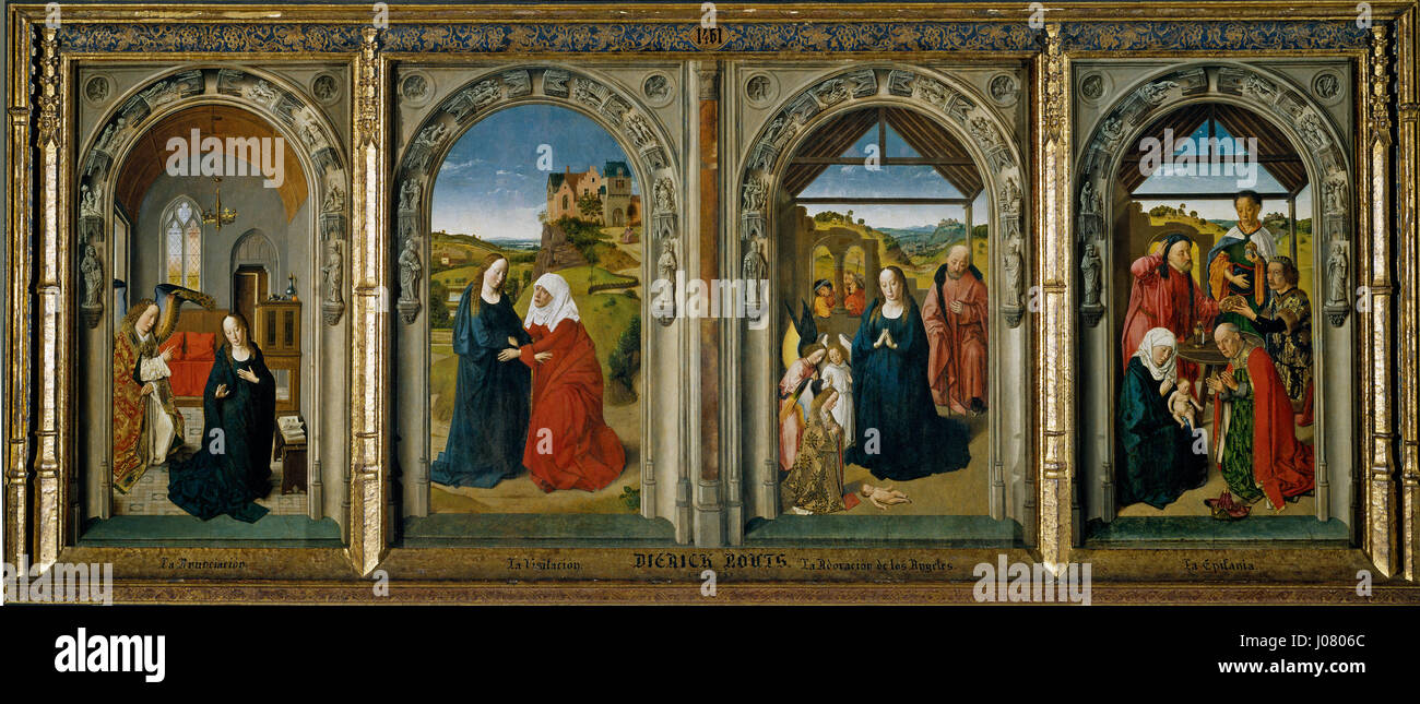 This triptych by Dieric Bouts depicts the Life of the Virgin ...