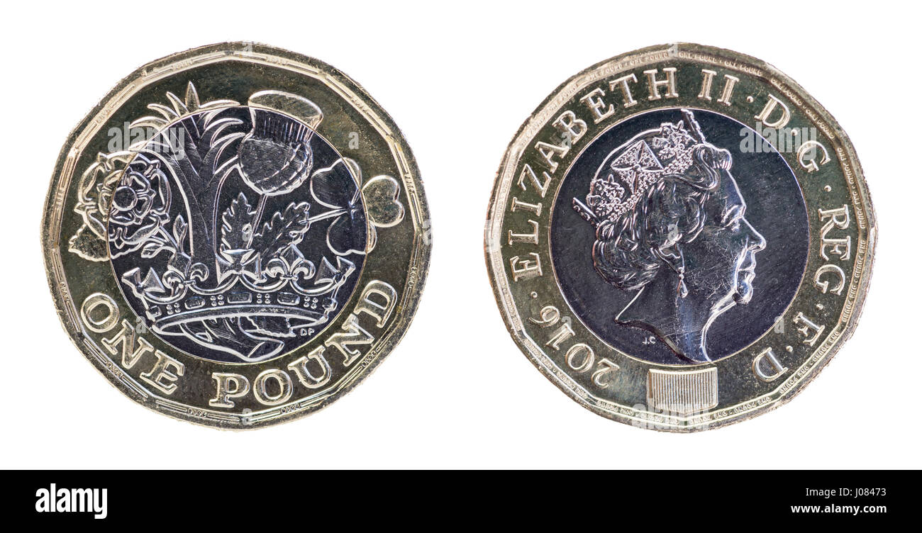 British one pound coin, new 2017 release Stock Photo