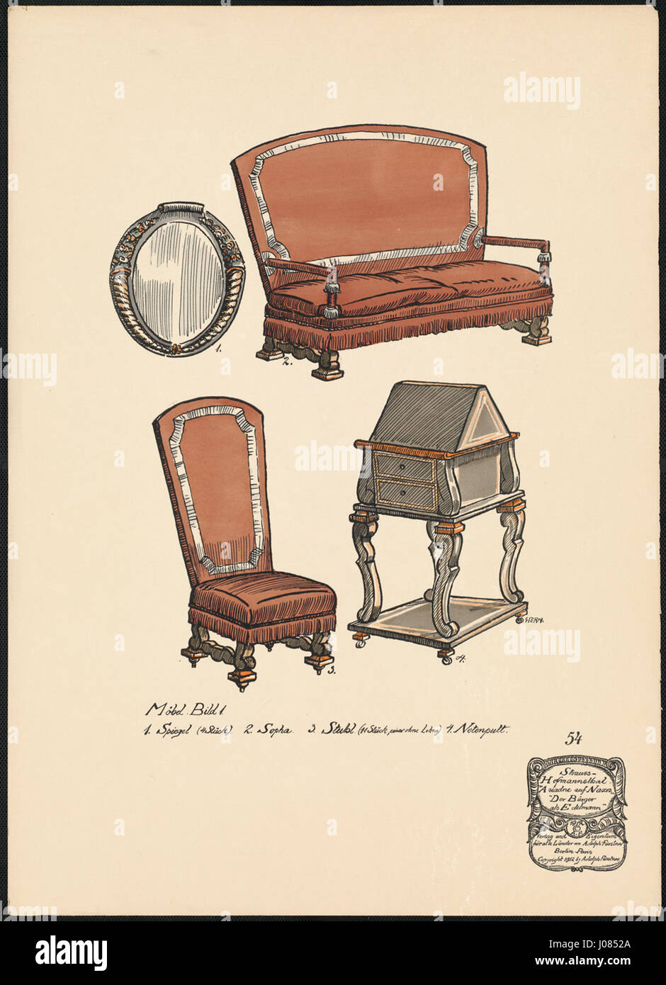Möbel zum I. Bild (Boston Public Library) Stock Photo