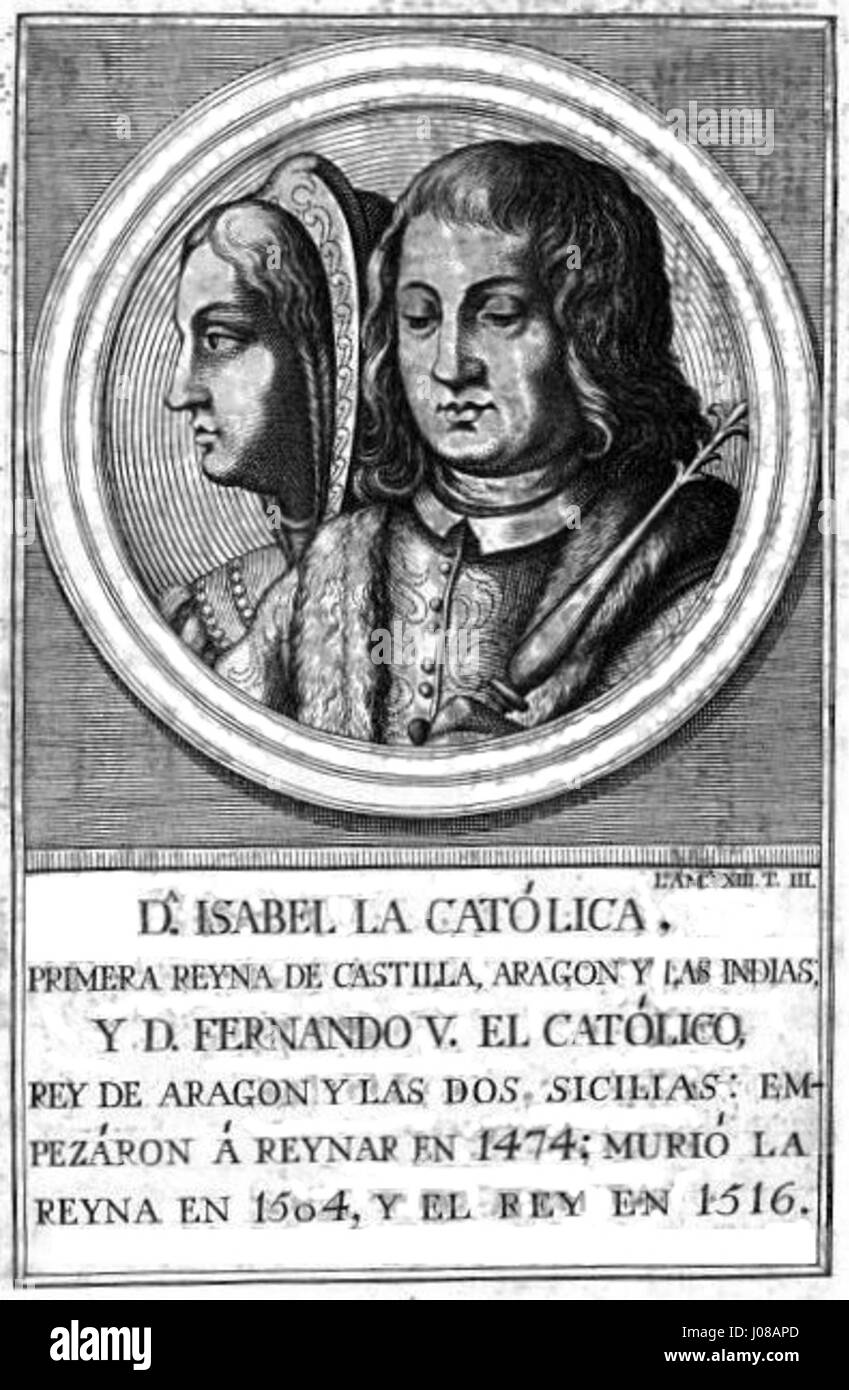 Retrato-261-Reyes de Castilla y Aragón-Isabel I y Fernando V Stock Photo