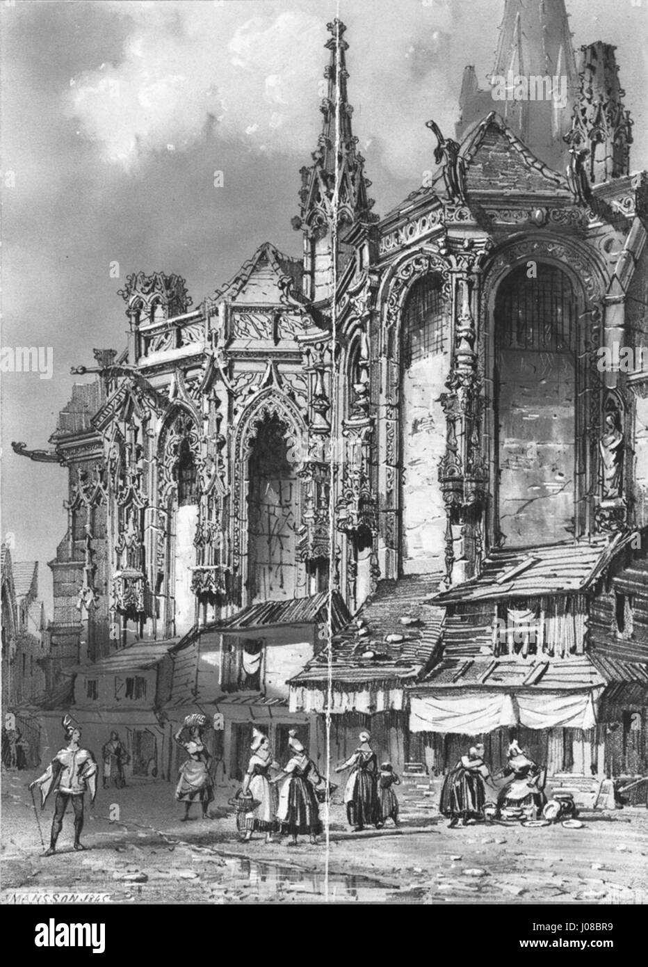 Théodore Henri Mansson Street Scene with Gothic Building Walters