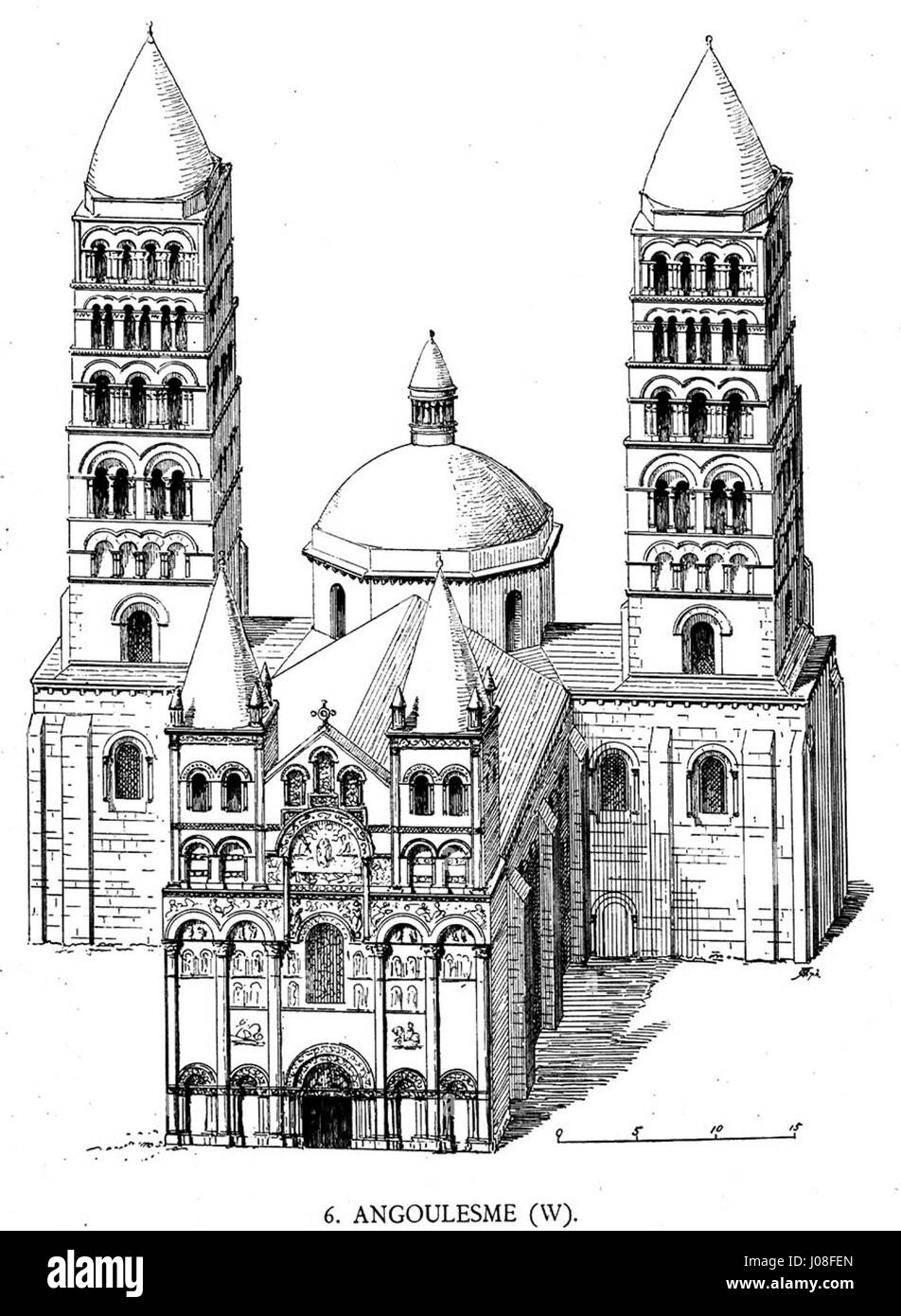 Cathédrale Saint-Pierre d'Angoulême axonometric view 01 Stock Photo