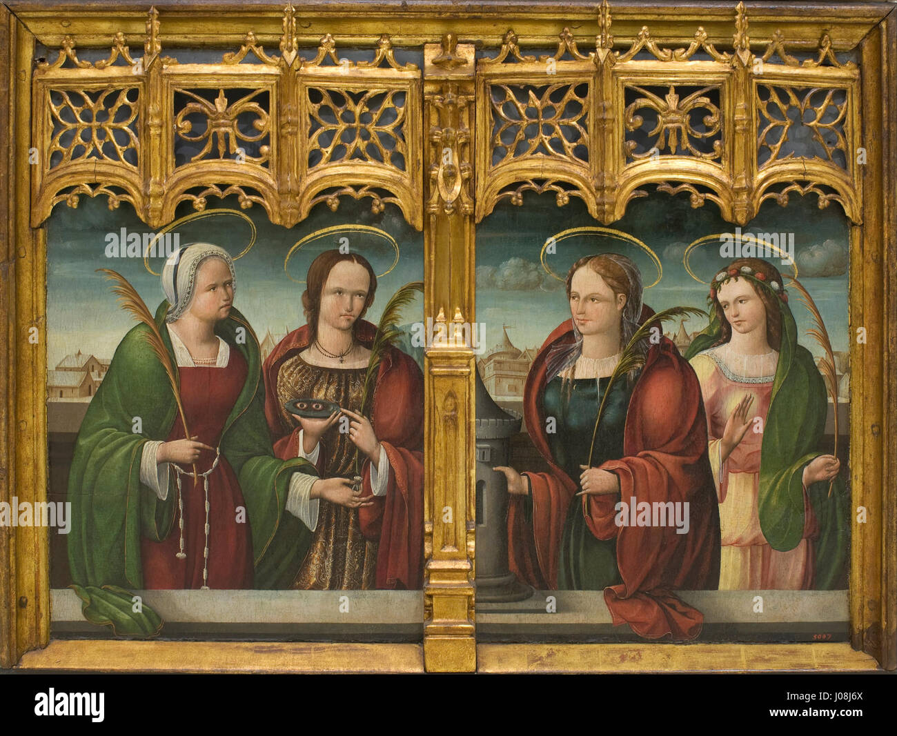 Andrés de Melgar - Saints Apollonia, Lucy and Barbara and another Holy Martyr - Stock Photo