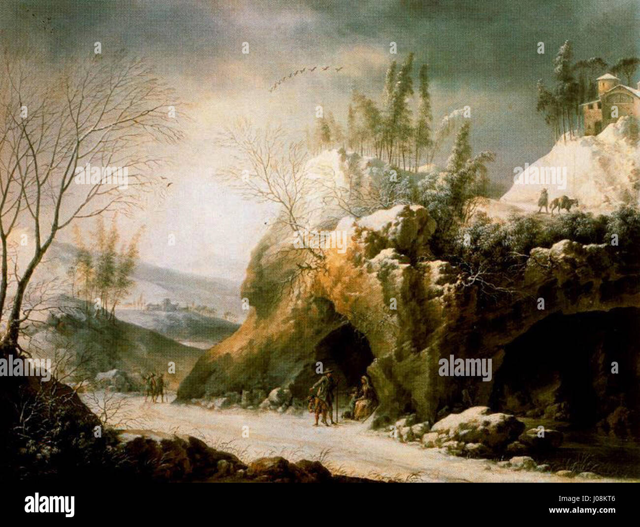 Francesco Foschi Paisaje invernal en los Apeninos con una cueva Óleo sobre lienzo. 48 x 62 cm. Museo Thyssen-Bornemisza Stock Photo