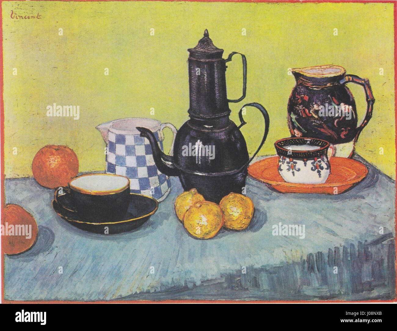 Van Gogh - Stillleben mit Kaffeekanne, Geschirr und Früchten Stock Photo