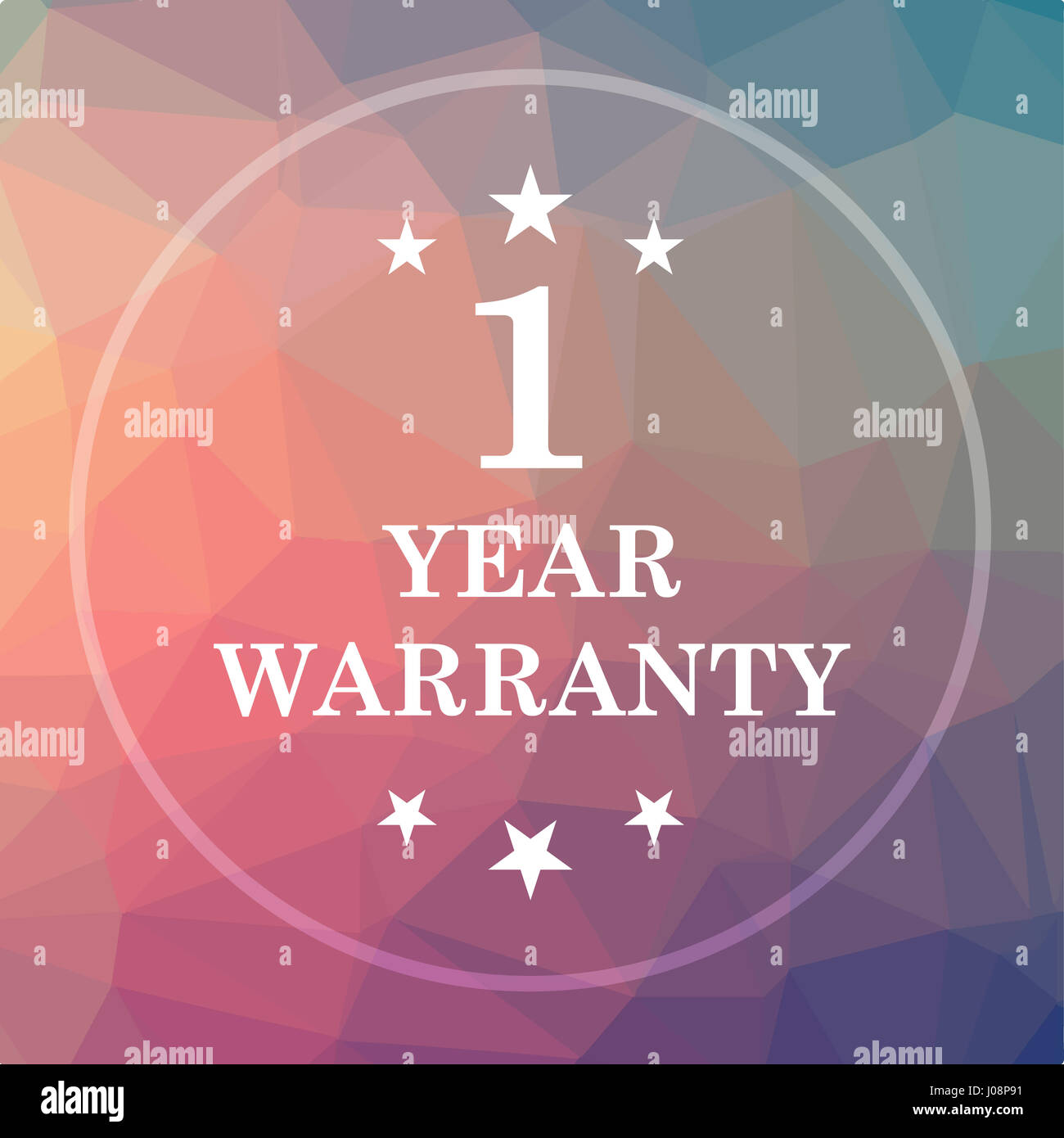 1 year warranty icon. 1 year warranty website button on low poly ...