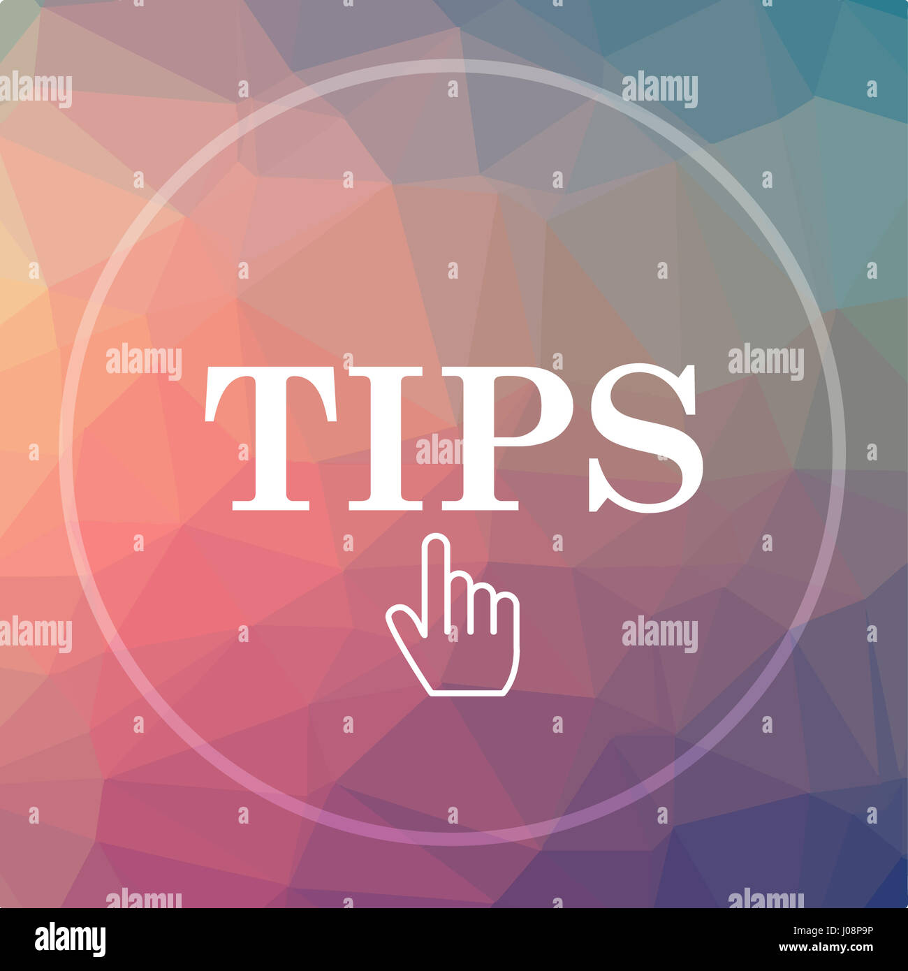 Tips icon. Tips website button on low poly background Stock Photo - Alamy