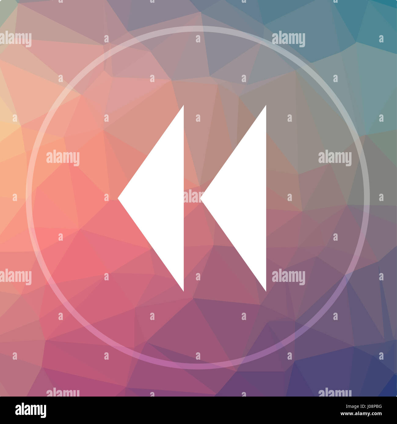 Rewind icon. Rewind website button on low poly background Stock Photo ...