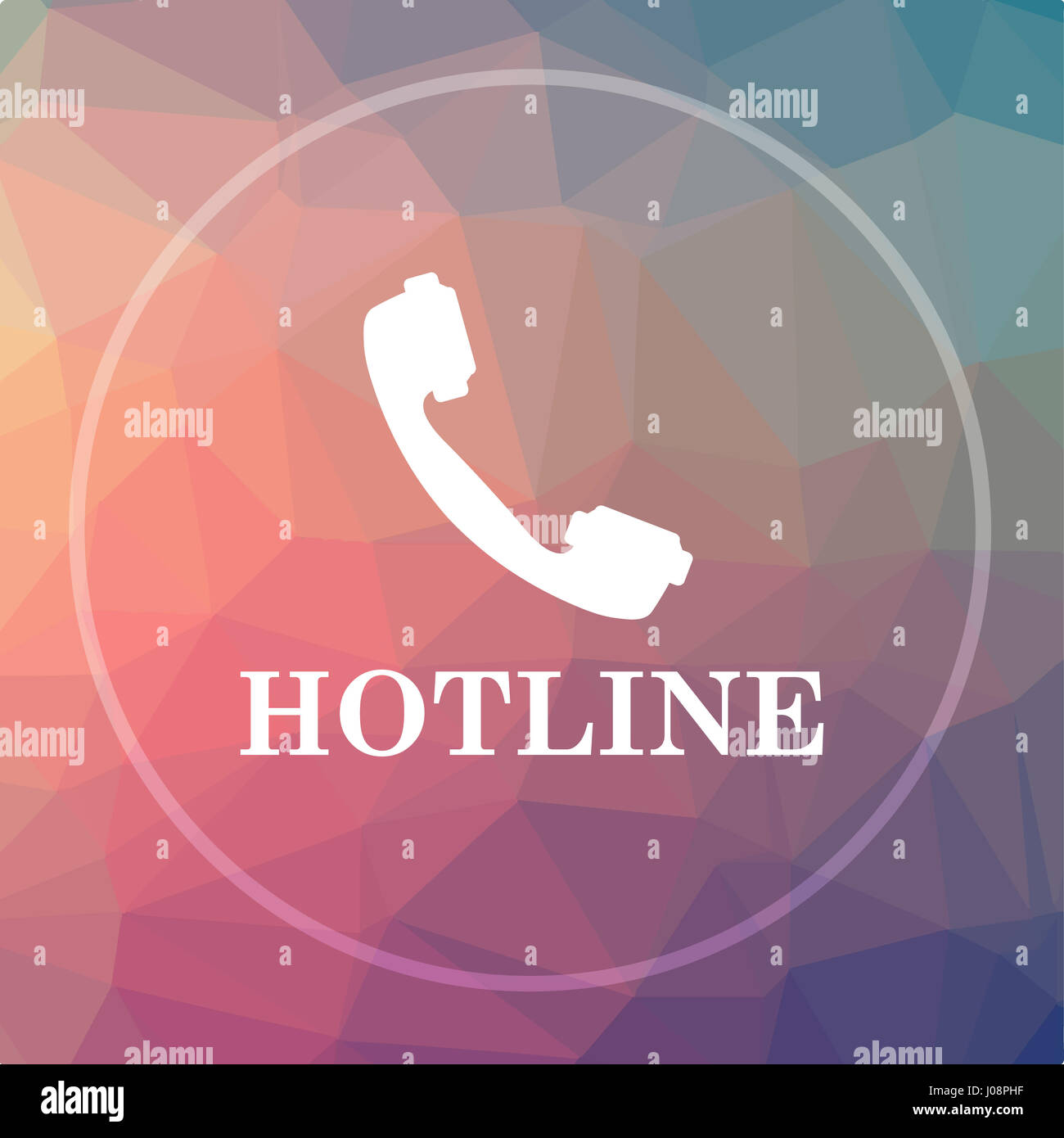 Hotline icon. Hotline website button on low poly background Stock Photo ...