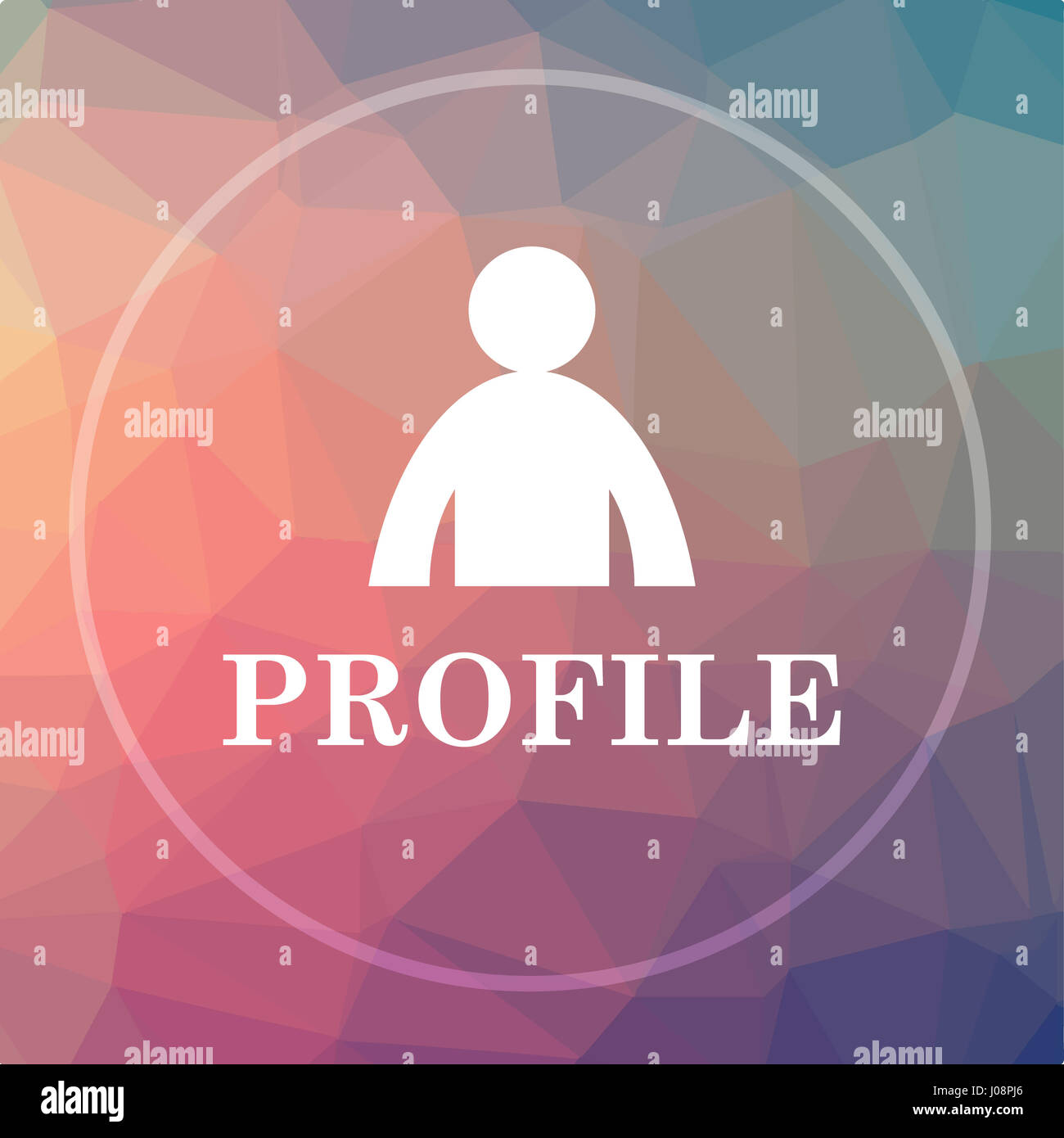 Profile icon. Profile website button on low poly background Stock Photo ...