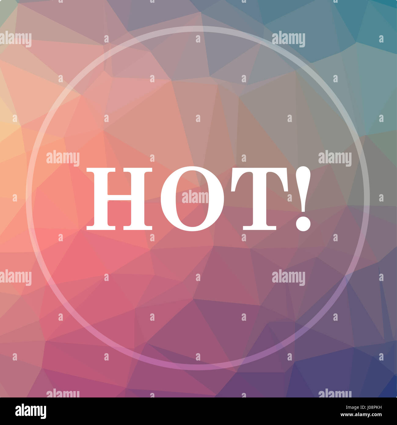 Hot icon. Hot website button on low poly background Stock Photo - Alamy