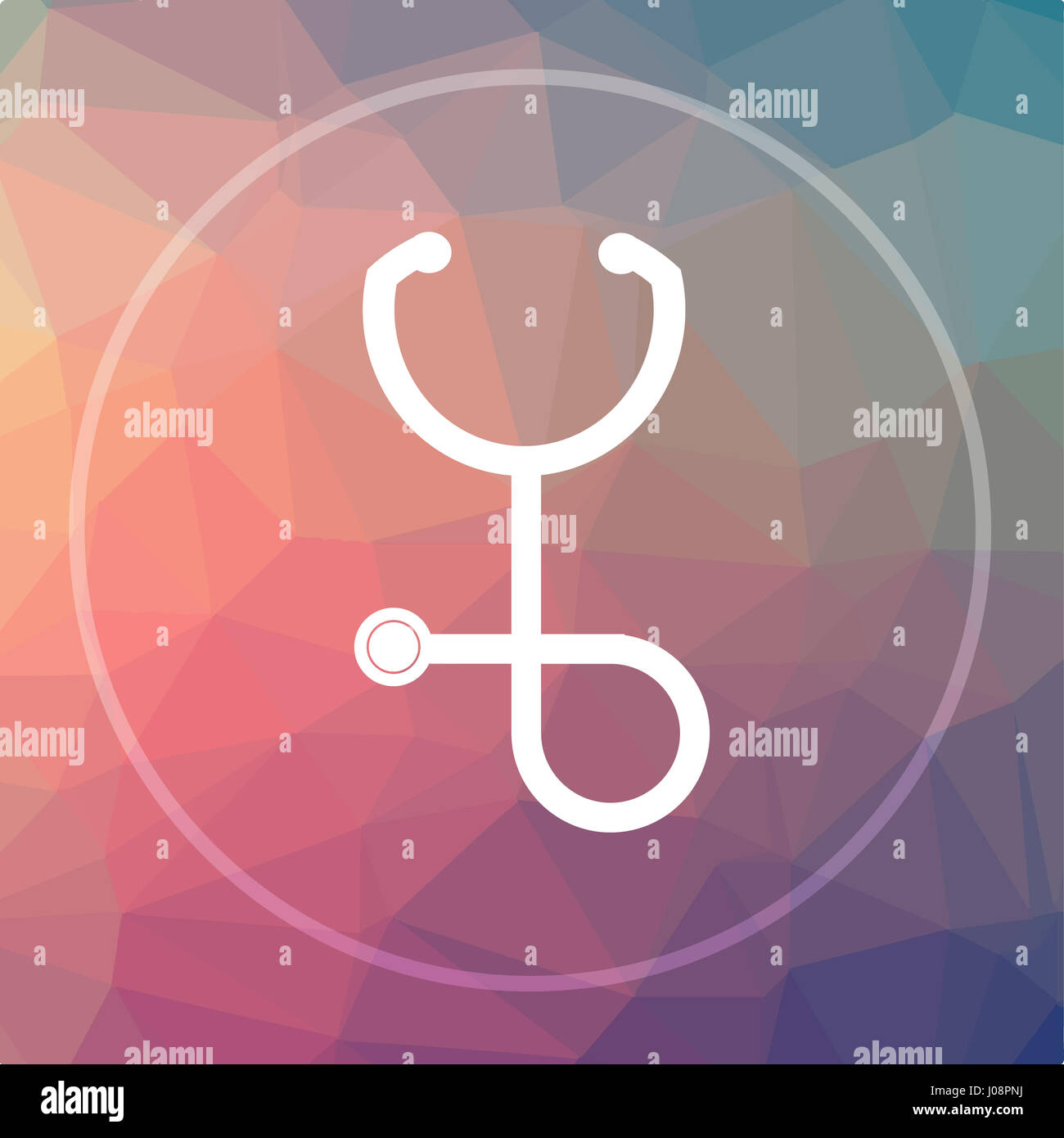 Stethoscope icon. Stethoscope website button on low poly background ...