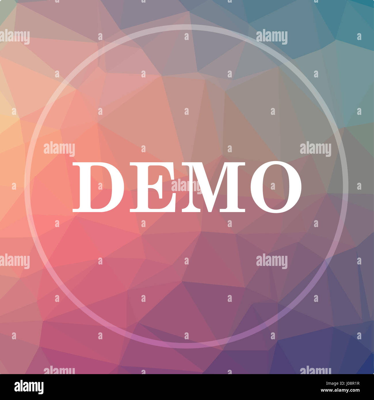 Demo icon. Demo website button on low poly background Stock Photo - Alamy