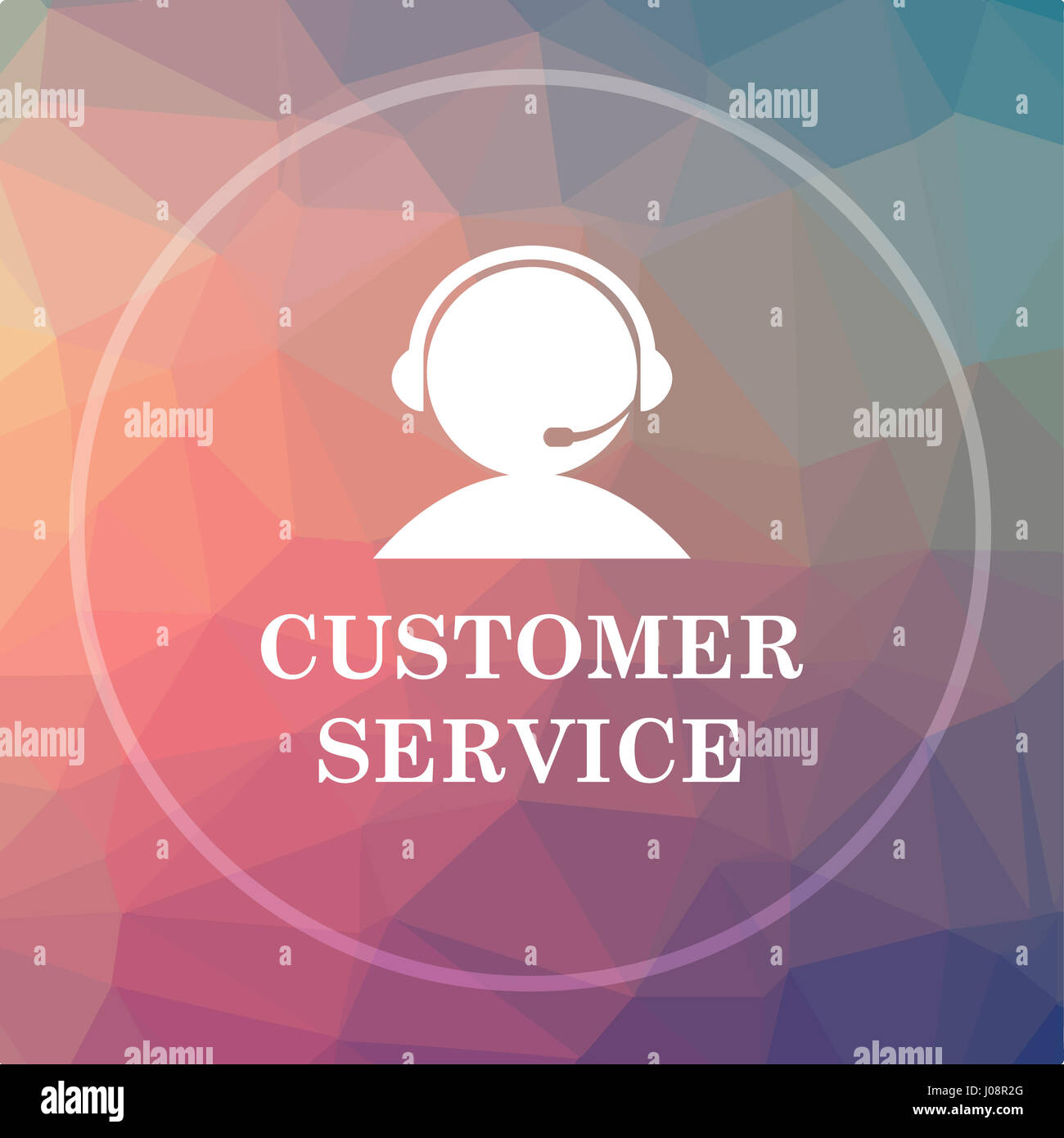 Customer service icon. Customer service website button on low poly