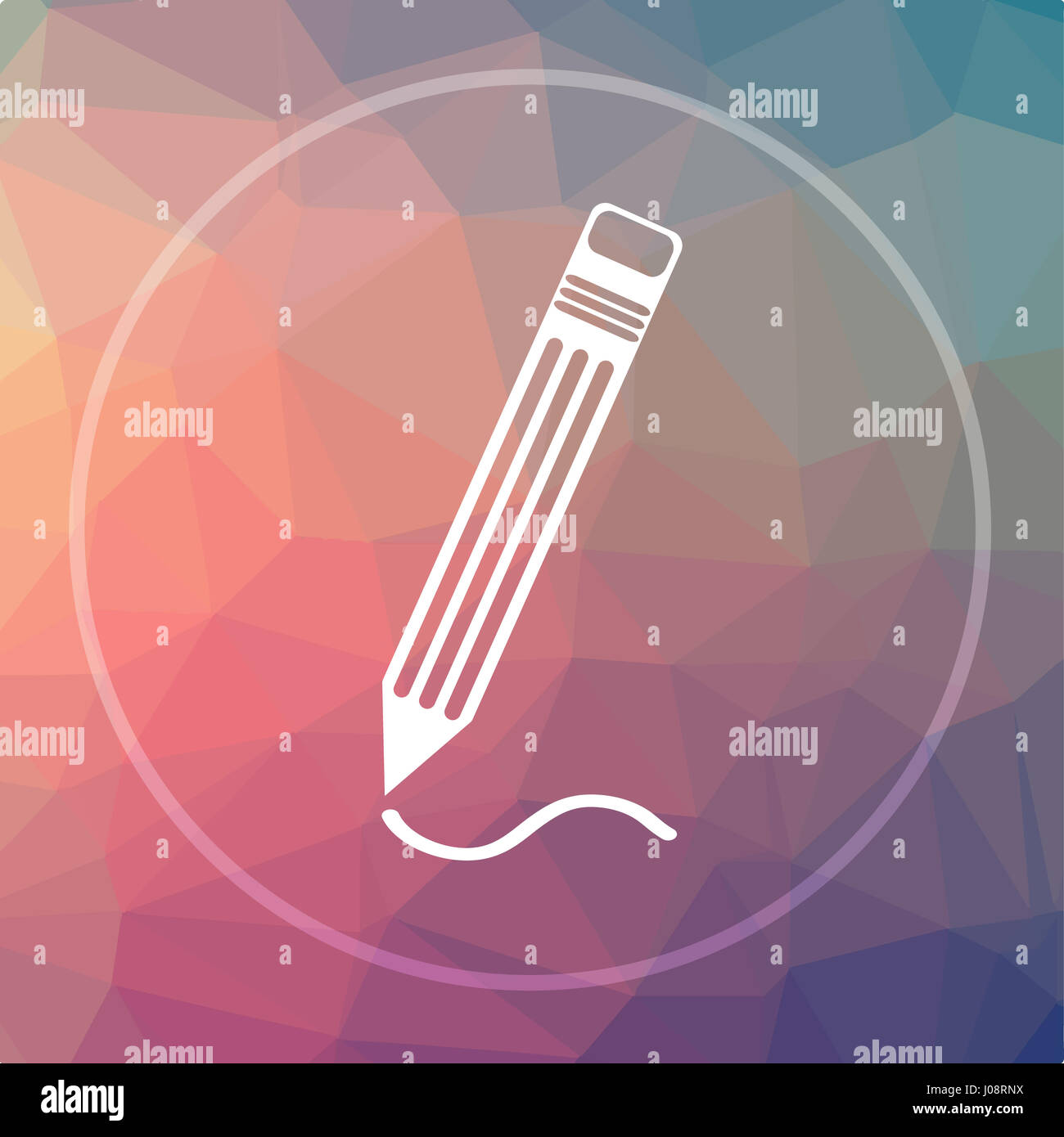 Pen icon. Pen website button on low poly background Stock Photo - Alamy