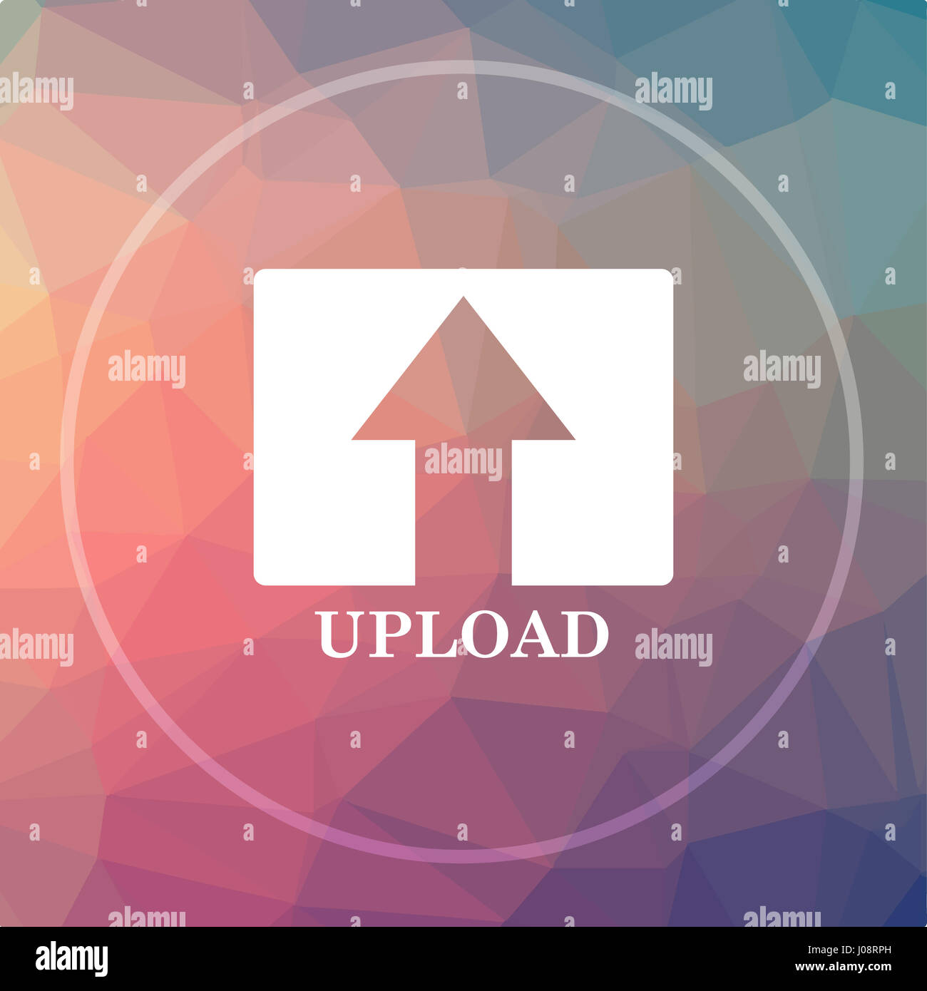Upload icon. Upload website button on low poly background Stock Photo ...