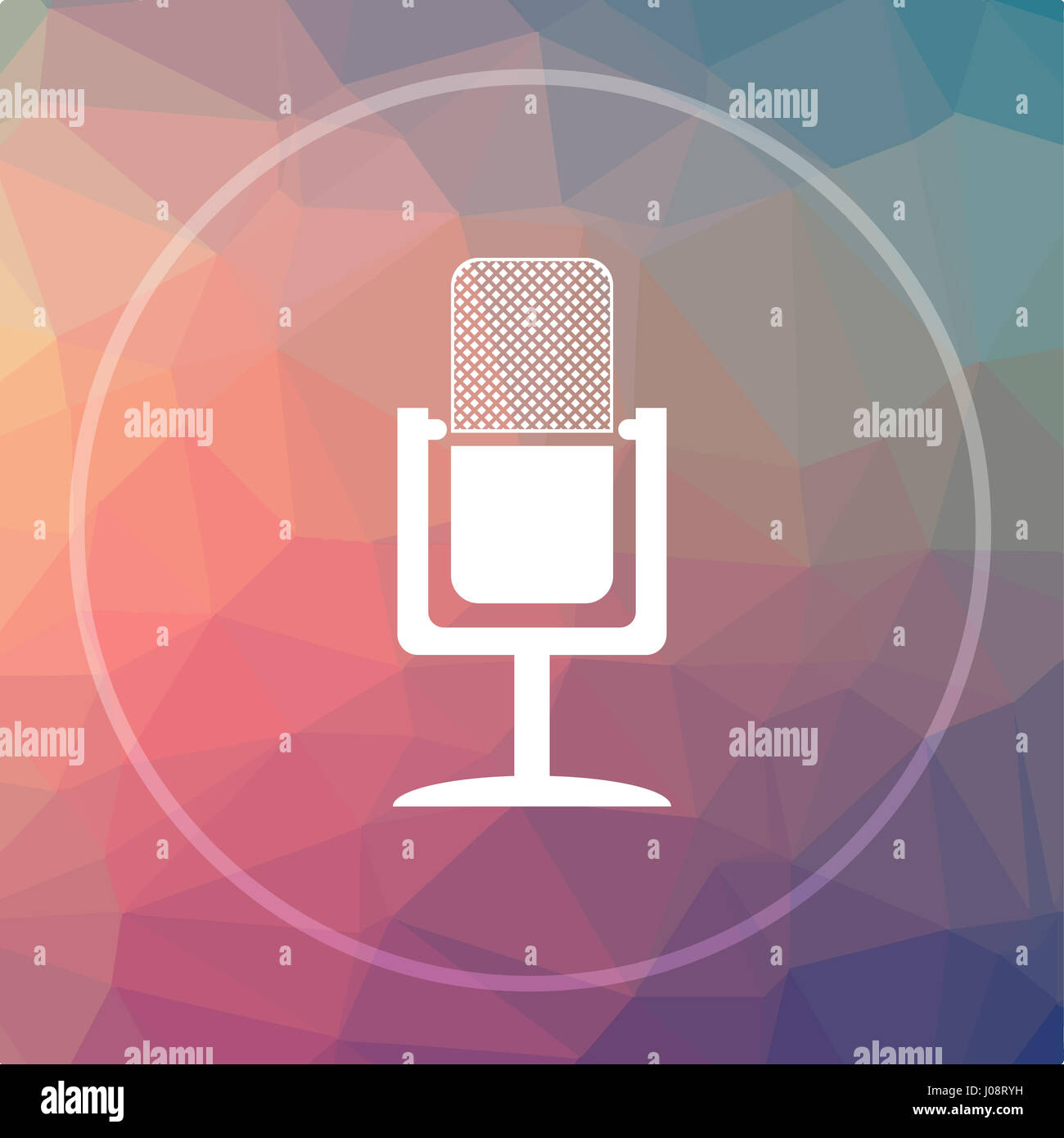 Microphone icon. Microphone website button on low poly background Stock ...