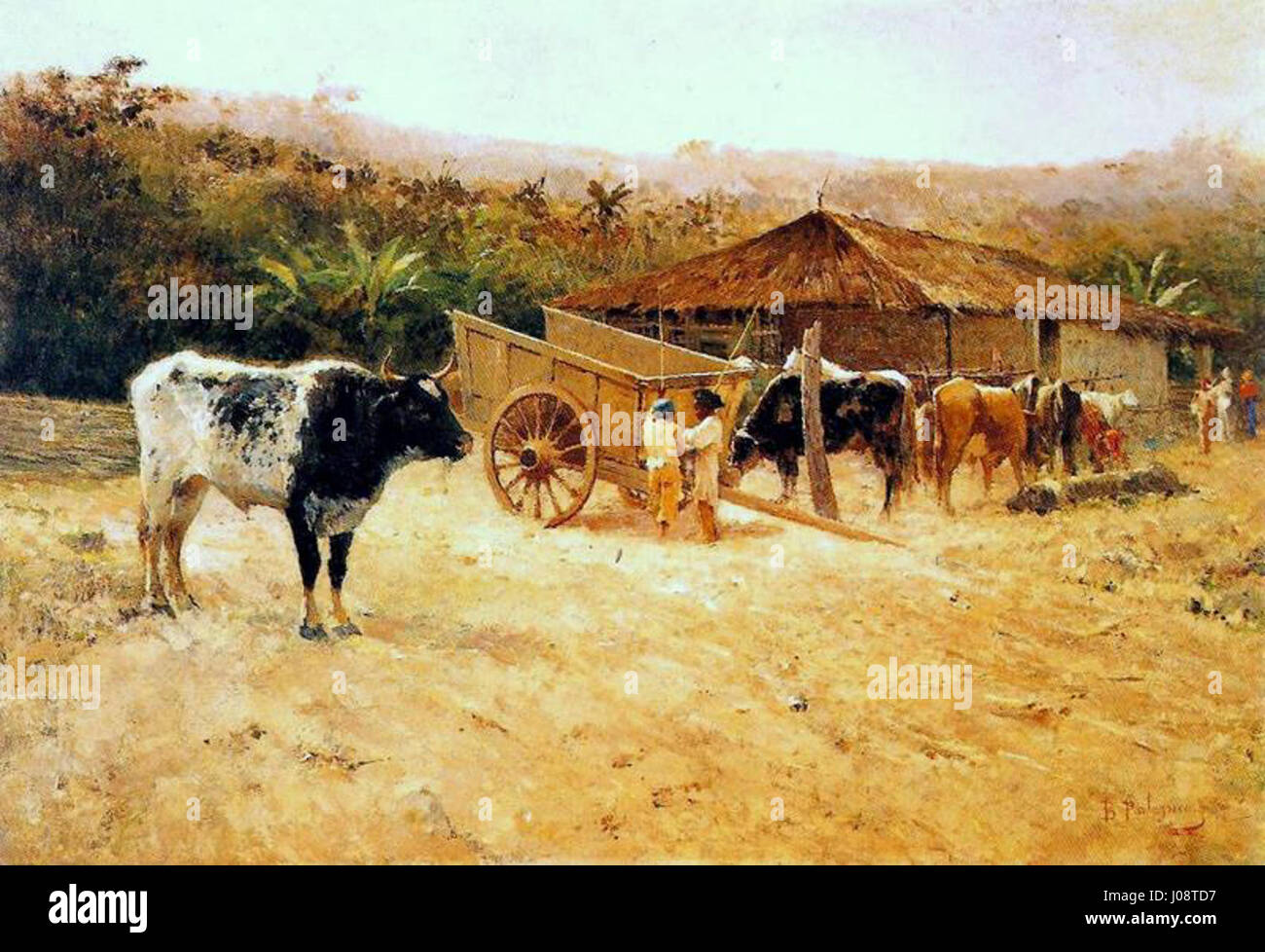 This piece showcases a rural Brazilian scene with agricultural elements ...