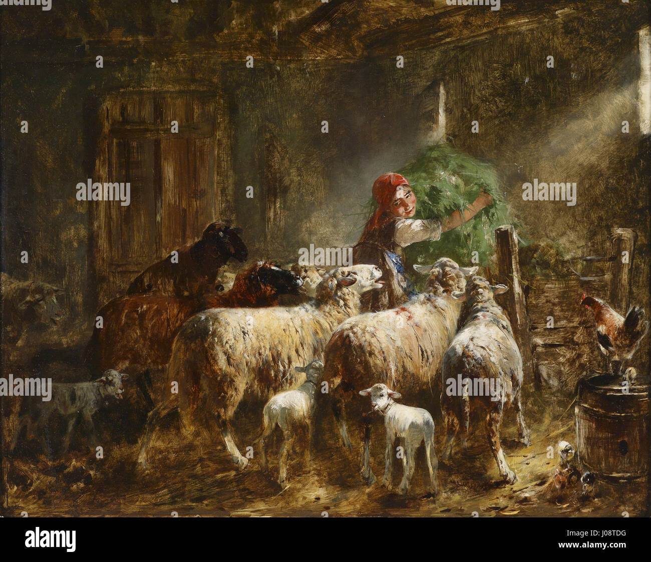 'Fütterung der Schafe' (Feeding the Sheep) by Otto Gebler is a rural ...