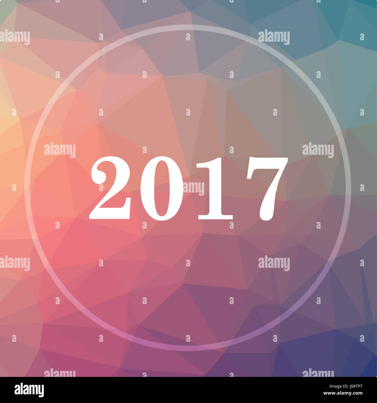 Year 2017 icon. Year 2017 website button on low poly background Stock ...