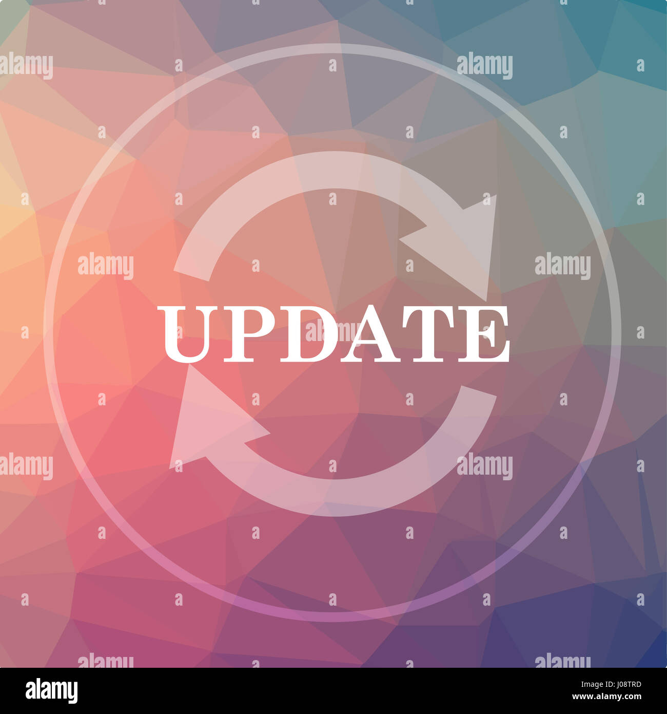 Update icon. Update website button on low poly background Stock Photo ...
