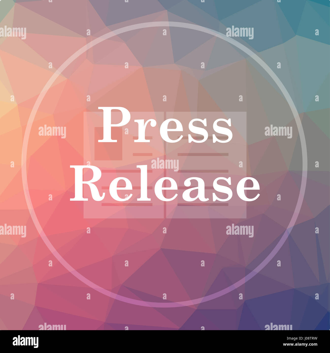 Press release icon. Press release website button on low poly background ...