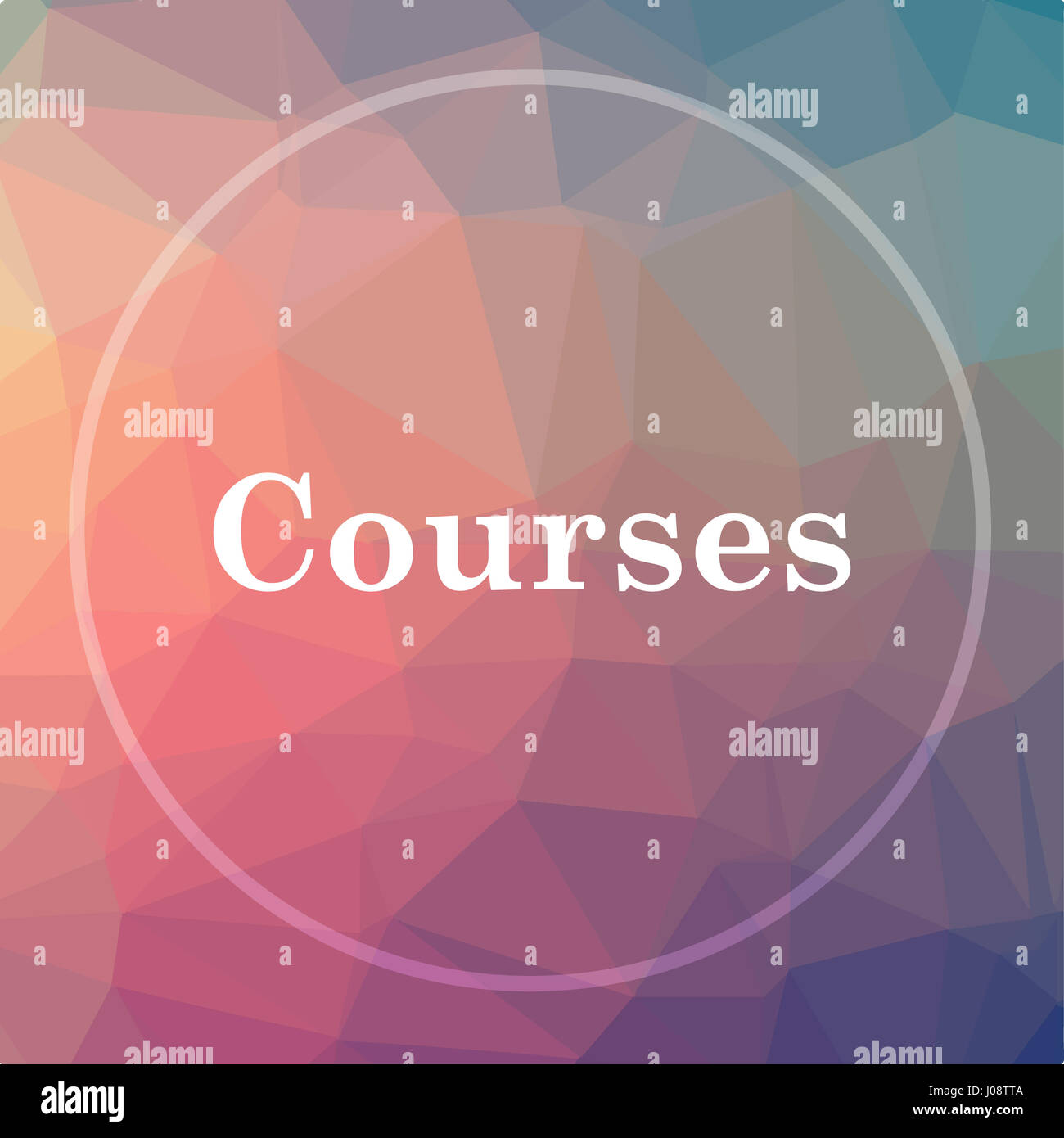 Courses icon. Courses website button on low poly background Stock Photo ...