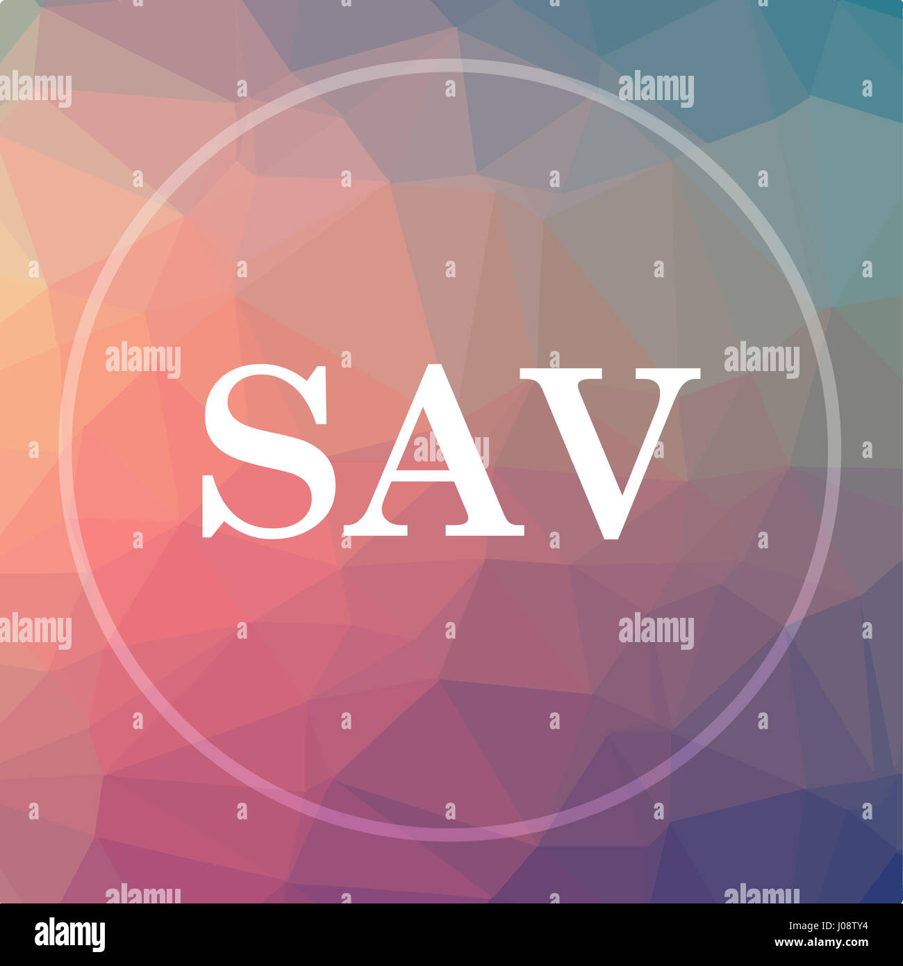 SAV icon. SAV website button on low poly background. Stock Photo